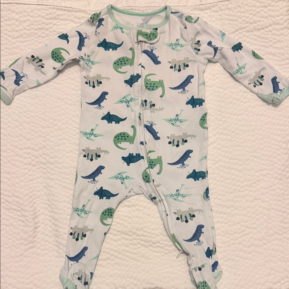 Cloud Island Dinosaur Print Kids Footie - Blue and Green